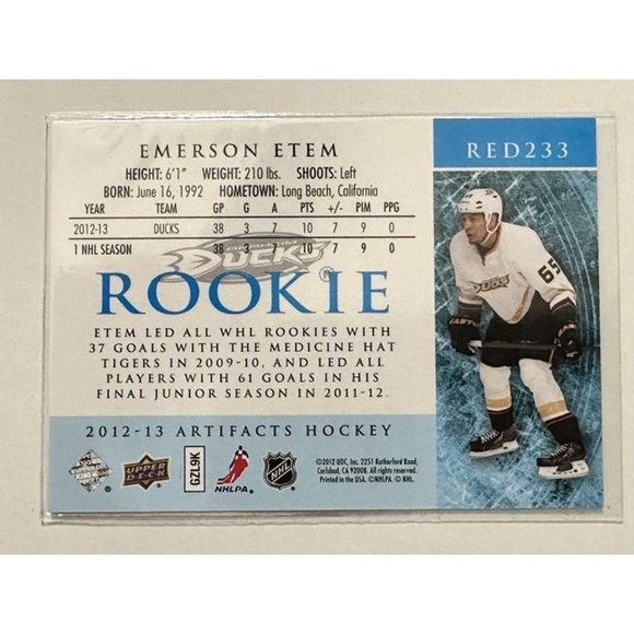 2012-13 Upper Deck Artifacts ROOKIE CARD Emerson Etem #/699 RC #RED233 ~ Mint - Picture 2 of 2